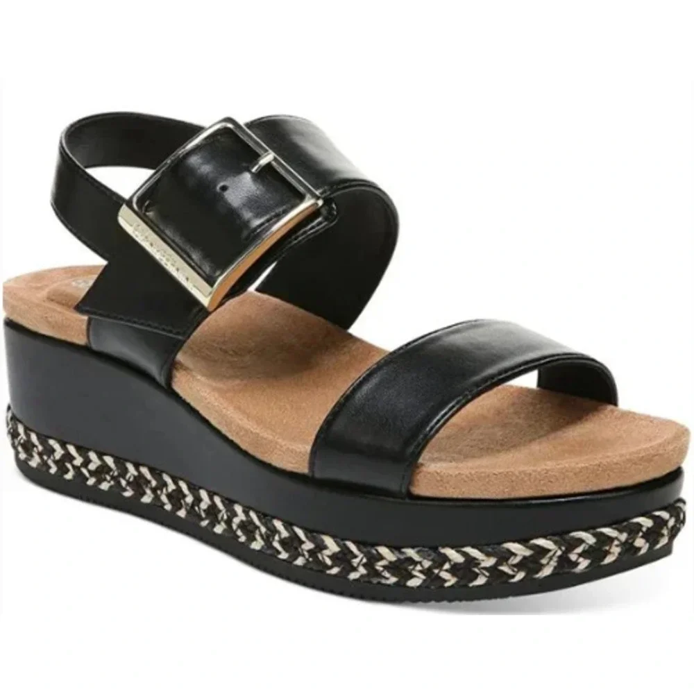 NIB Giani Bernini Jerammie Wedge Sandals Black Size 8.5 - Picture 1 of 5